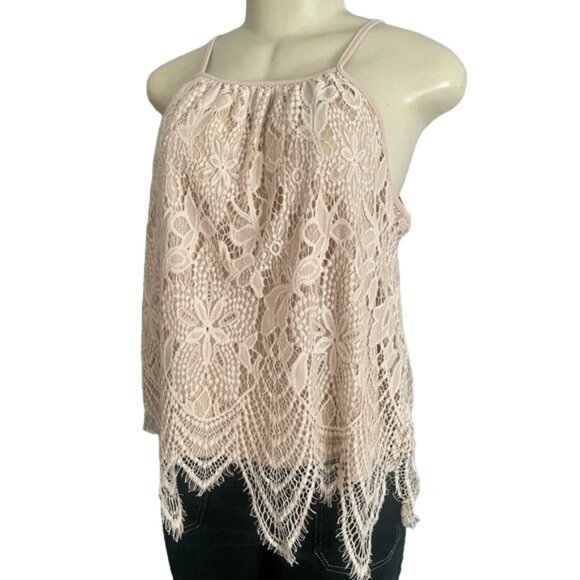 Love Fire Summer Top size XL with lace over layer and spaghetti straps. - Picture 1 of 9